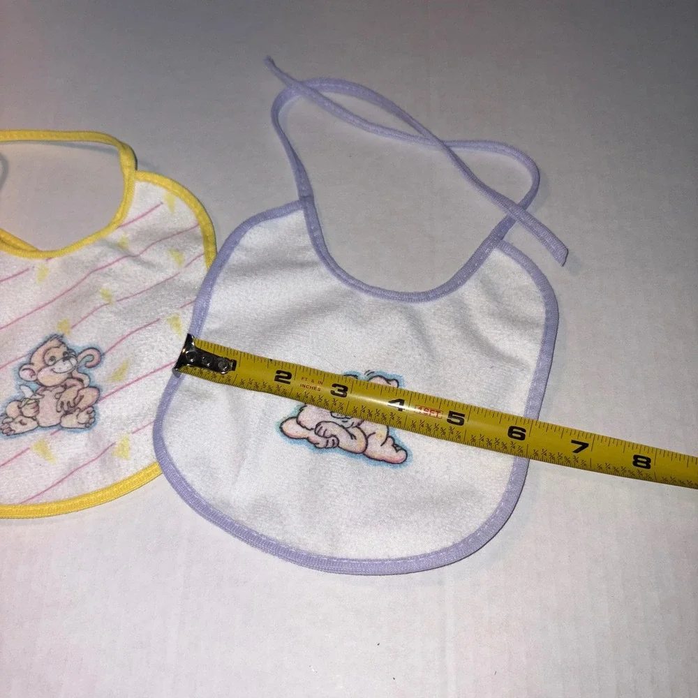 Baby Bibs Set Monkey Lion Terry Cloth Feeding Burp Cloths‎ VTG
